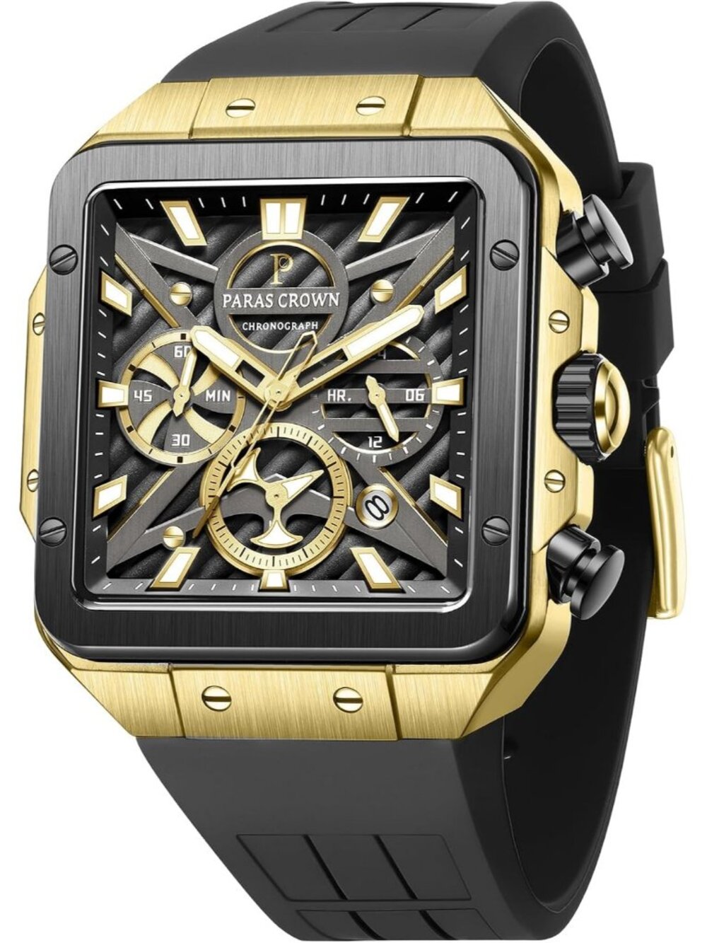 Men's Black Fashion 5ATM Waterproof Quartz Luxury Chronograph Analog Wrist Watch